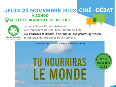 Ciné-débat autour du film « Tu nourriras le monde » organisé par Bio des Ardennes