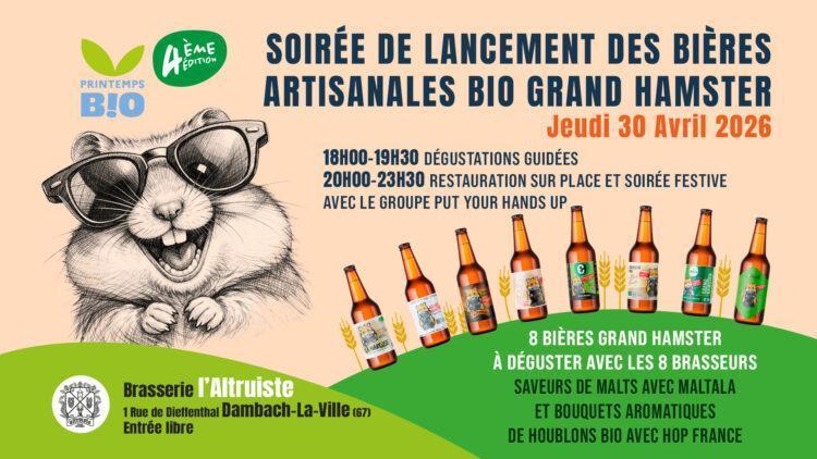 Printemps BIO : Soirée de lancement des bières artisanales bio Grand Hamster